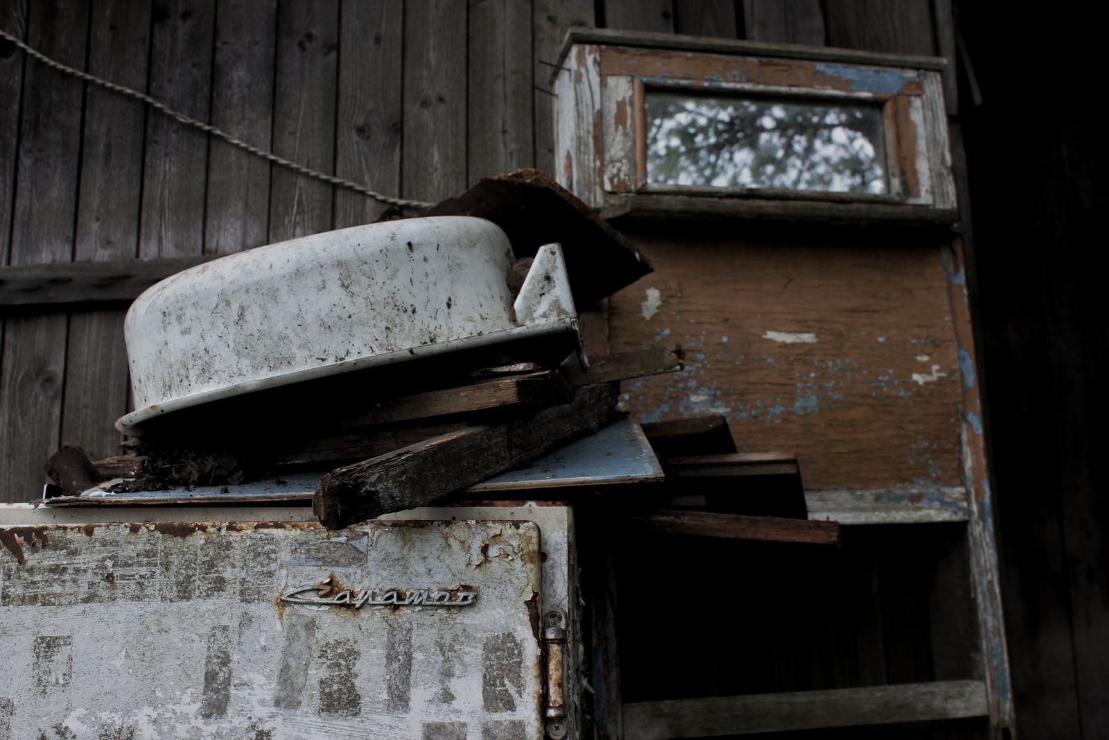 Home Old rusted appliances set out for pickup and recycling in Elk Grove, CA