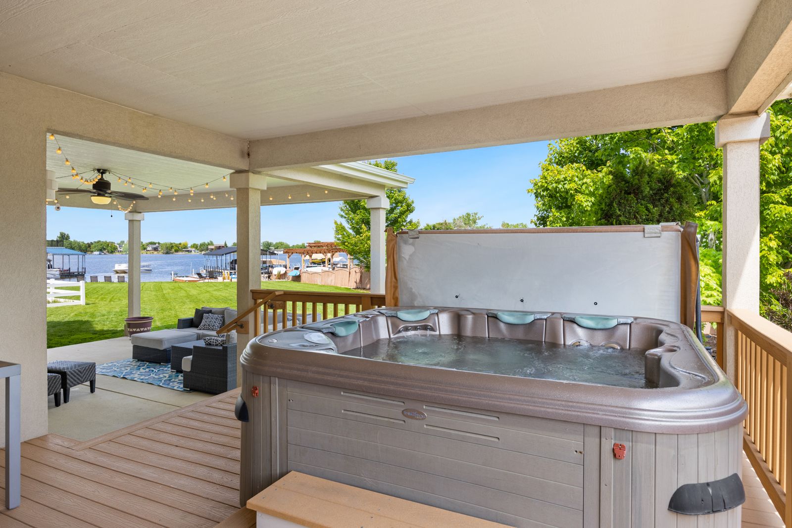 Home Backyard hot tub on a patio before spa removal in Elk Grove, CA